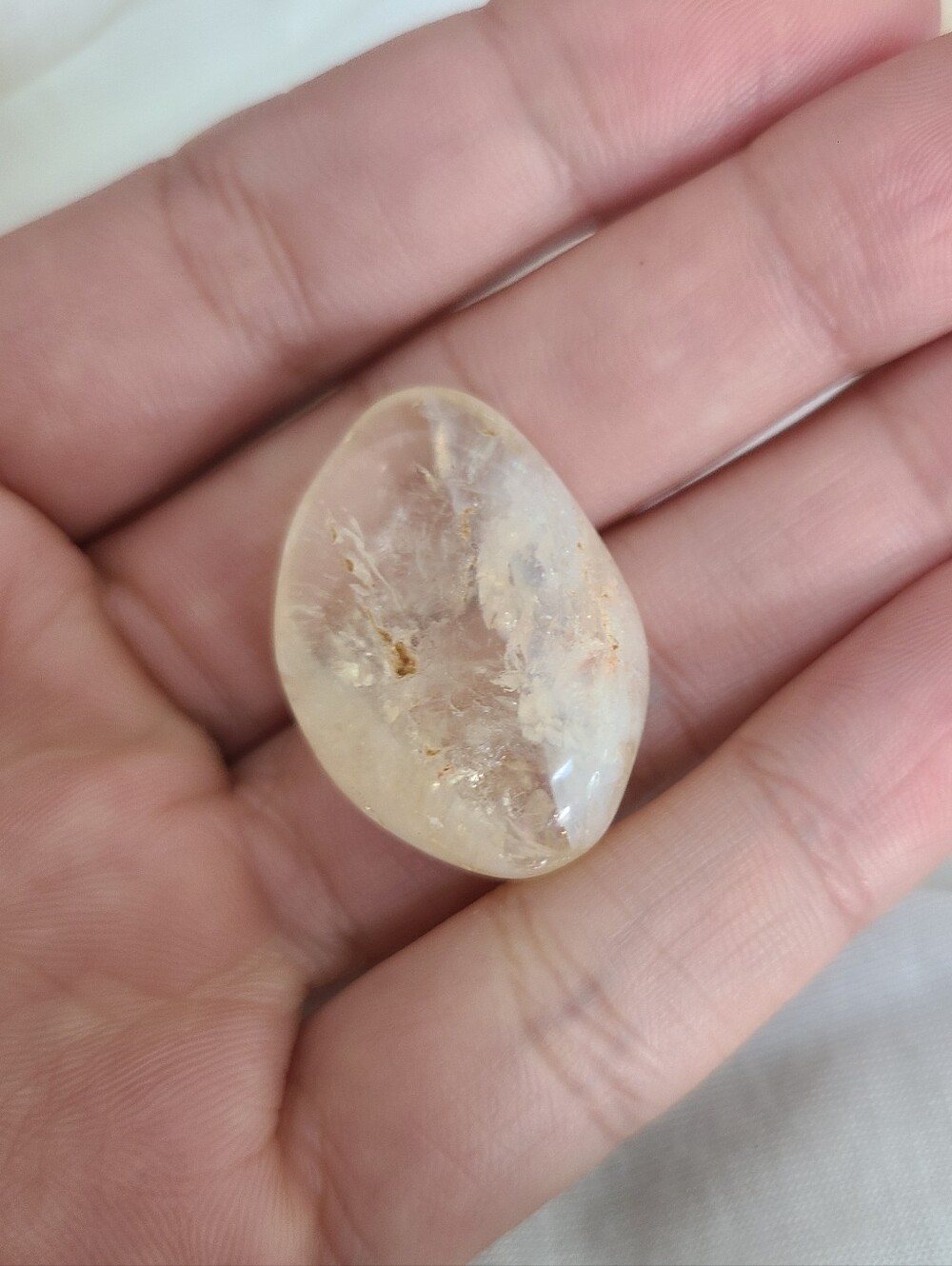 Polished Tumbled Citrine Crystal, Natural Translucent Golden Quartz Pocket Stone